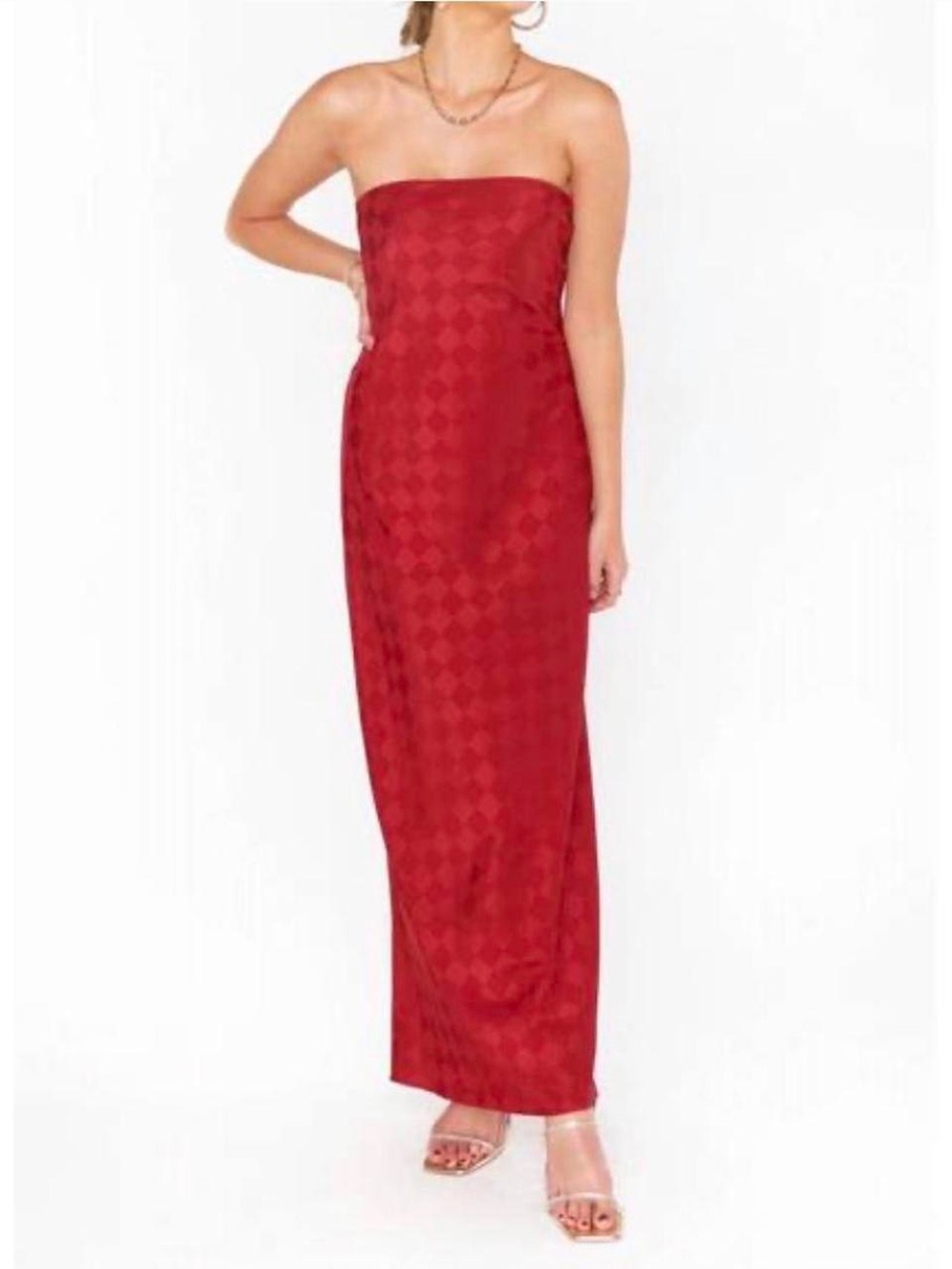 Show Me Your MuMu Red Checkered Maxi Dress